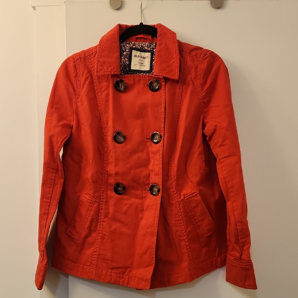 Old Navy Red Pea Coat Size Small - Picture 1 of 4